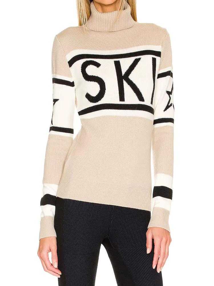 Haruku Autumn/Winter Warm New Jacquard Knitted Letter Star Stripe Fashion High Collar Slimming Women's Sweater