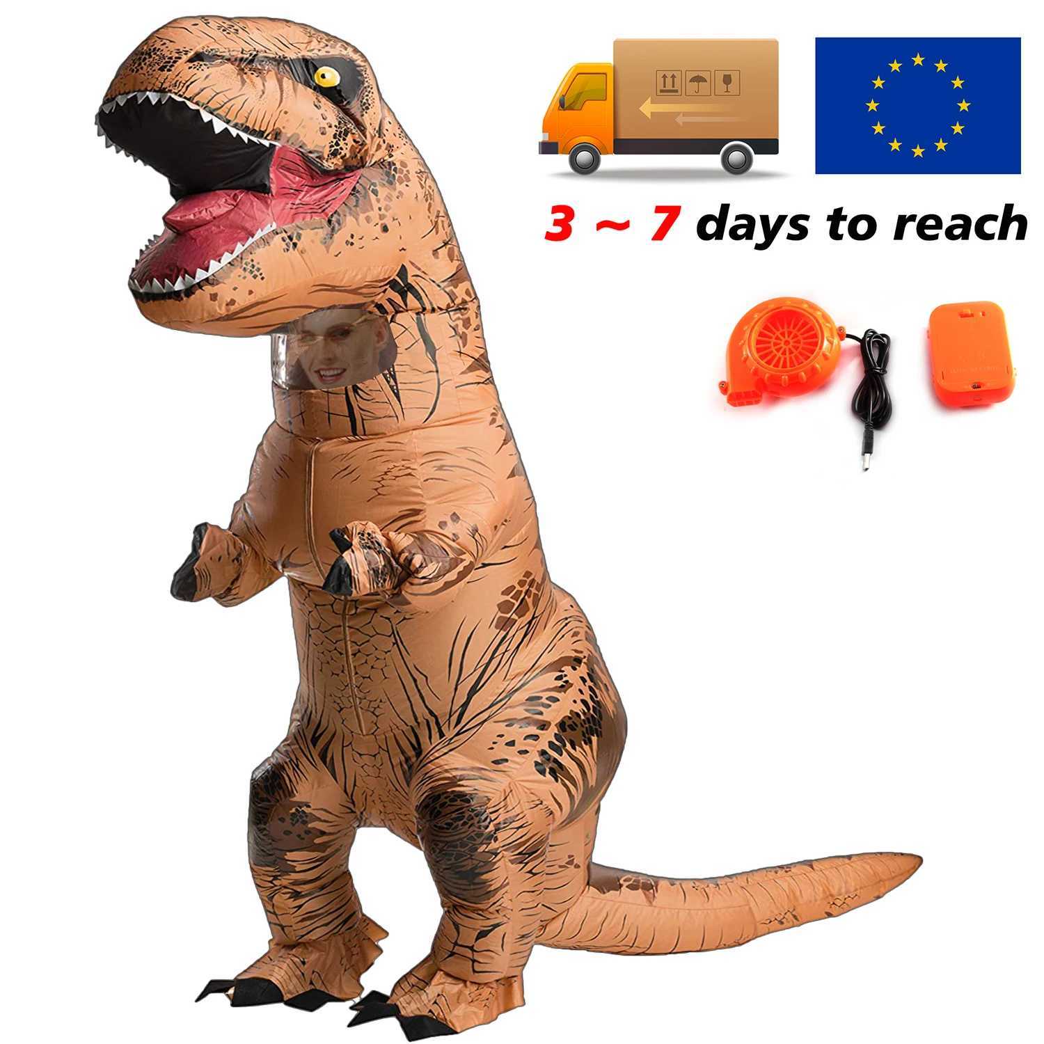 T-rex Inflatable from Tyrannosaurus Dinosaur Costume Child Kids Adult Role-playing Fancy Halloween Mascot Party Apparel W250117