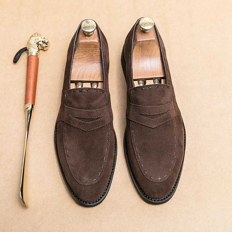 Mens Suede Leather Loafers Fi Soft Mens Shoes Comfortable Driving Shoes Brand Men Casual Footwear Thick BottomXJ250118