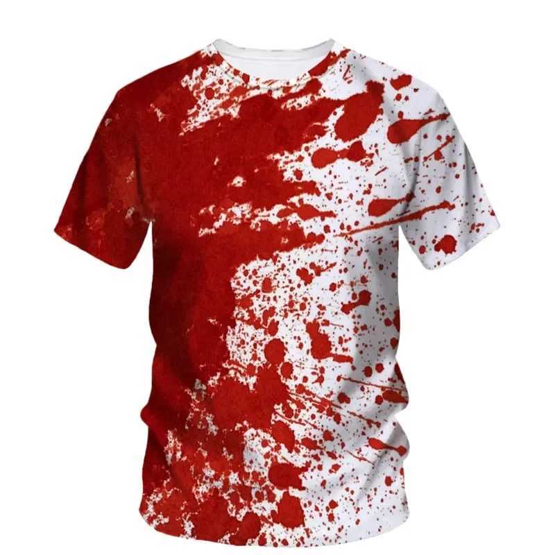 Halloween T-Shirts Horror Bloody 3D Print Men Women O-Neck Short Sleeve T Shirt Oversized Harajuku Y2k Tees Tops Kids Clothing W250117
