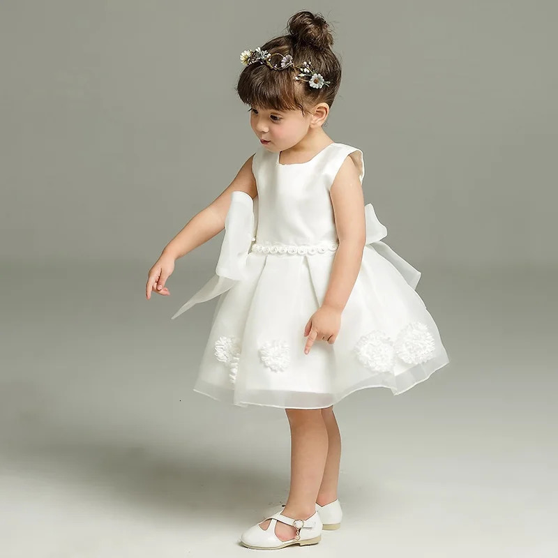 Baby Girls White Tutu Dress Infant Toddler Fluffy Tulle Ballet Tutus with Bowknot born Birthday Party Banquet Costume Dress 250120