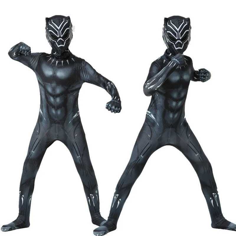 Movie Child Batman Cosplay Costume Hero Collection Black Panther Bodysuit Boys Mask Cape Halloween Anime Cosplay Party Jumpsuit W250117
