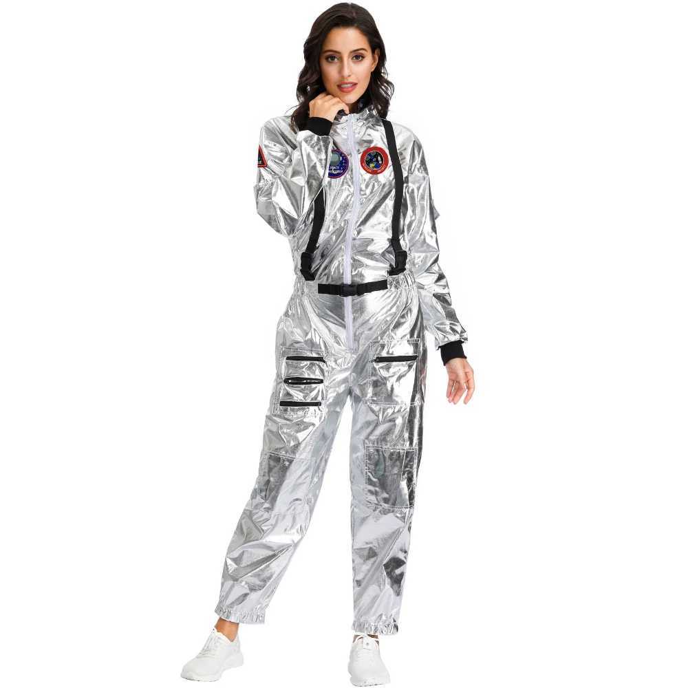 Halloween Christmas Silver Spaceman Men Women Space Suit Adult Children Astronaut Costume Family Party Dress Up Birthday Gift W250117