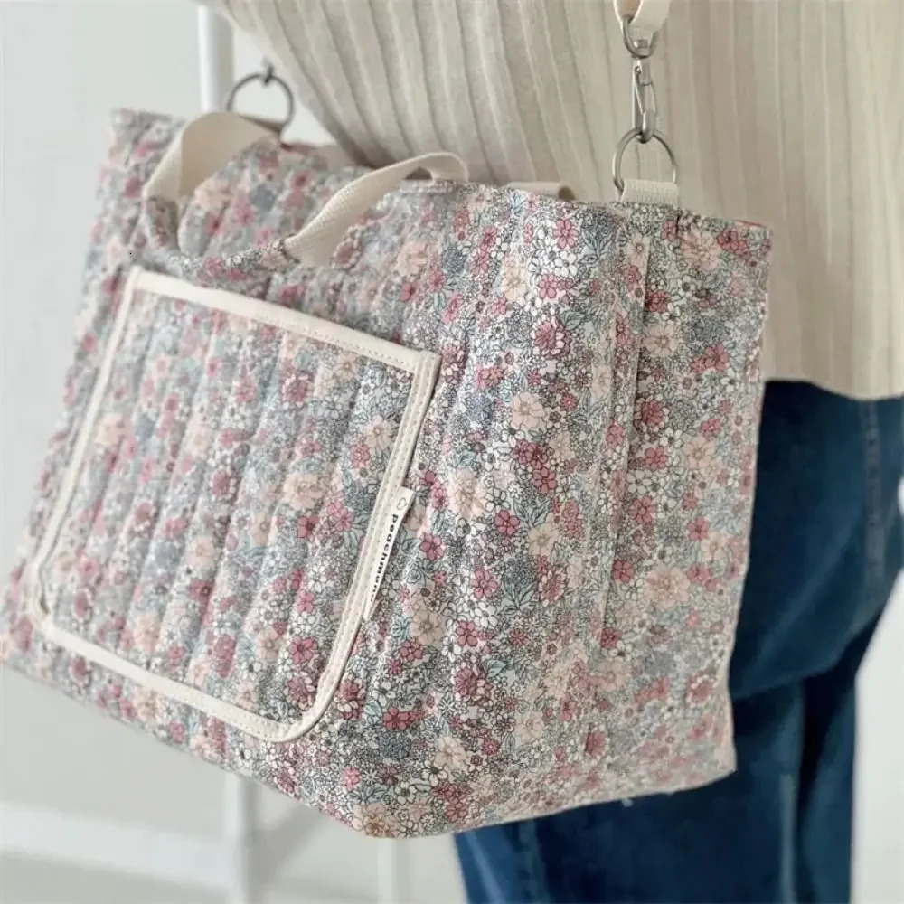 Floral Printing Mummy Baby Bag Large Capacity Cotton Diapers Stroller Lightweight Multifunctional Storage Diaper Bags 250117