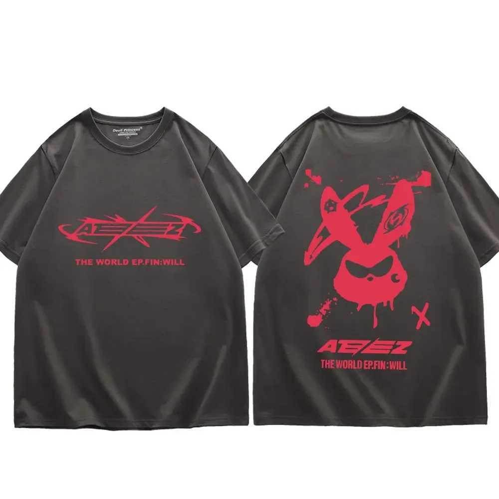 Kpop Ateez The World Ep Fin Will Tour Graphic T Shirts Men Women High Quality Fashion Trend T-shirt Street Y2k Style T-shirts W250117