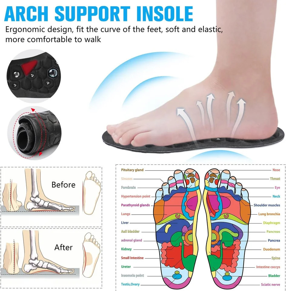 Unisex Acupressure Foot Insoles Orthopedic Shoe Soles Magnetic Therapy Massage Acupoints Arch Support Plantar Fasciitis Insole 250120