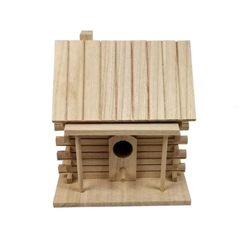 Outdoor Decoration Wood Birds Nest Box DIY Parrot Cockatiels Swallows Nest Outdoors Roof Wooden Bird House Hanging Bird Cage 250207