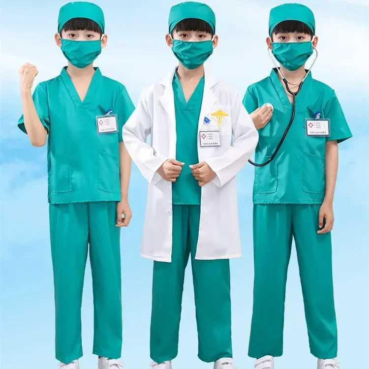 Childrens White Coat Nurses Suit Little Doctors Surgical Suit Toddlers Boys and Girls Retrograde Dance Costume W250117