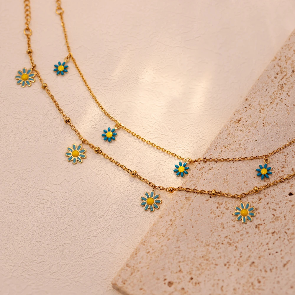 Cute daisy flower ankle for women romantic Korean stainless steel jewelry 250110