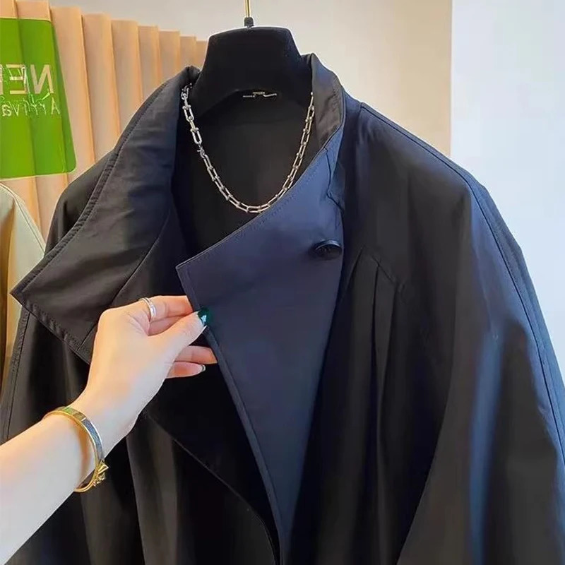 American Highend Standup Collar Top 2024 Spring Plus Size Womens Casual Loose Midlength Cute Girl Windbreaker Jacket Urban 250113
