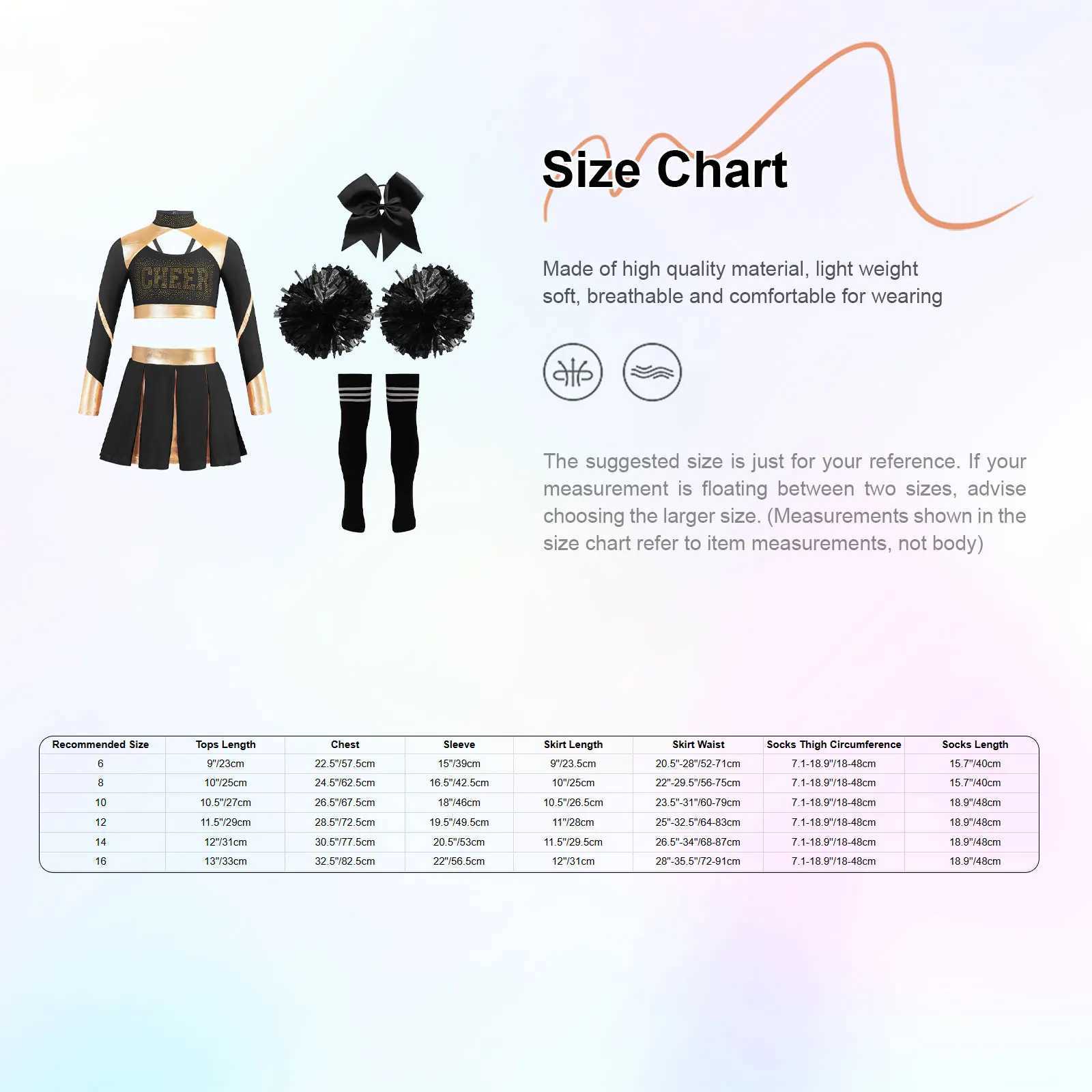 Kids Girls Cheerlead Costume Sets Cheerleader Cheerleading Outfit Crop Top Pleated Skirt Striped Stockings Flower Balls SuitsW250121