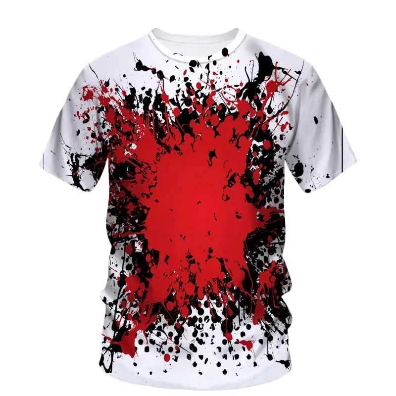 Halloween T-Shirts Horror Bloody 3D Print Men Women O-Neck Short Sleeve T Shirt Oversized Harajuku Y2k Tees Tops Kids Clothing W250117