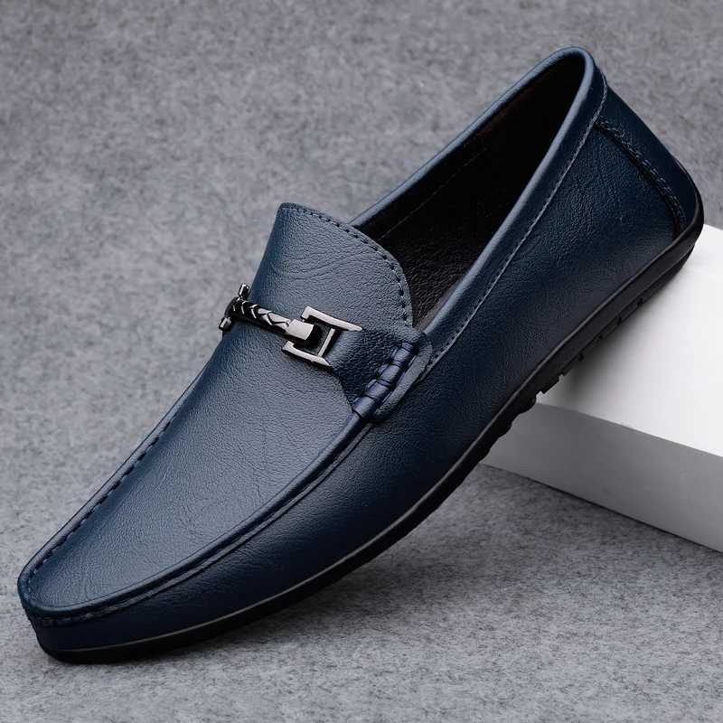 Men Casual Genuine Leather Shoes Spring Summer Men Flat Walking Loafers Black Brown Man Luxury Slip Boat Business Shoes 38-46XJ250118