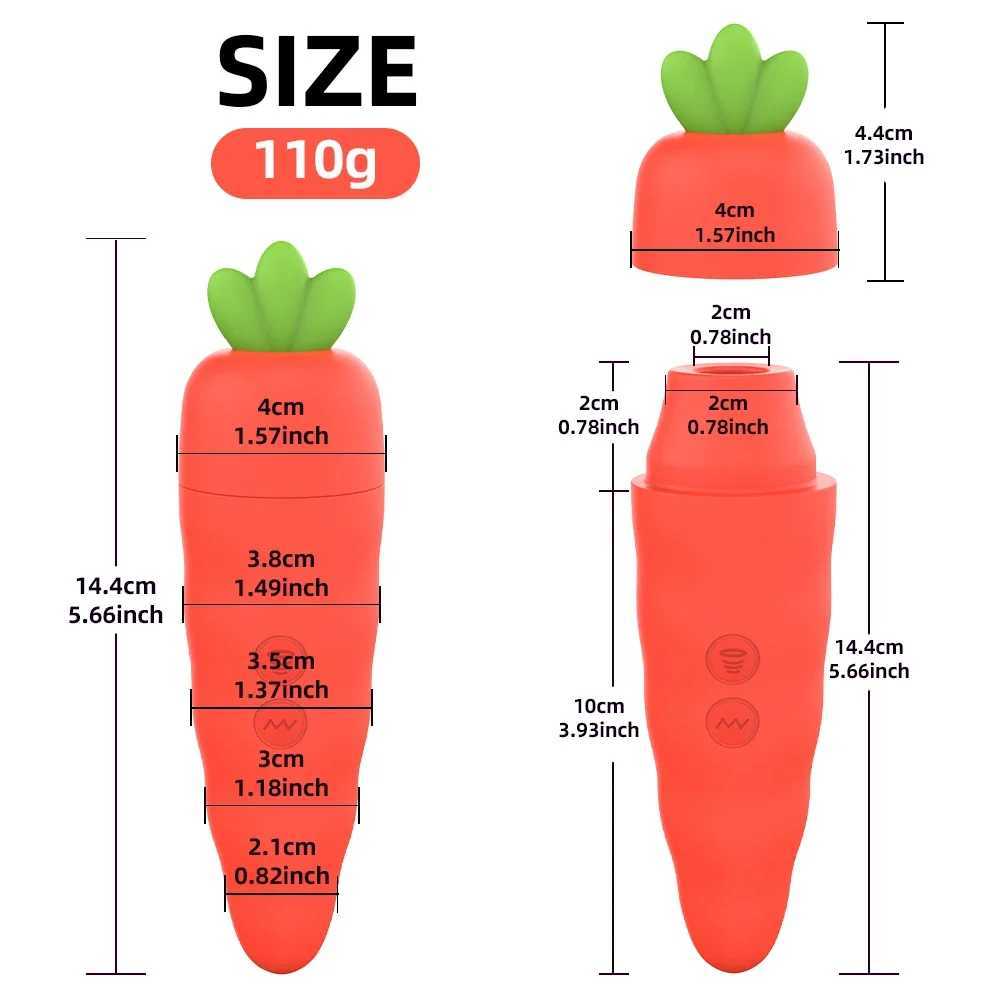 Carrot Vibrator Adult Products G Spot Vaginal Stimulator Female Masturbator Nipple Clitoral Sucking Massager Sex Toys For Couple W250117