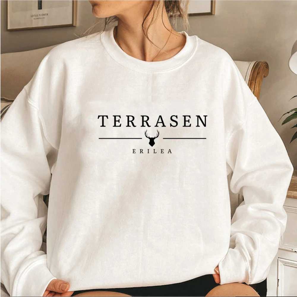 Terrasen Sportswear Glass Throne Hoodie Womens Crewneck Sportswear SJM Bookish Pullover Gift Rhysand Fan Casual Top W250117