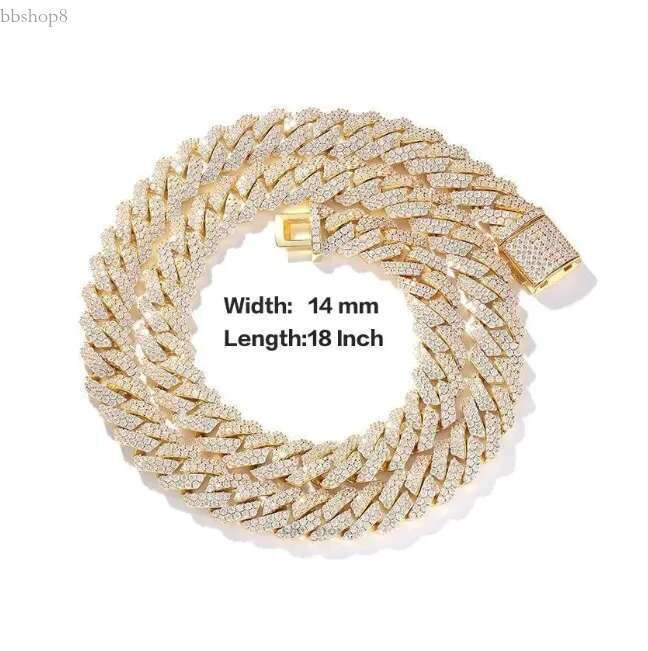 designer chain sier necklace hip hop jewelry wide 12mm 14mm cuban k chains moissanite Sier Necklace for men necklaces