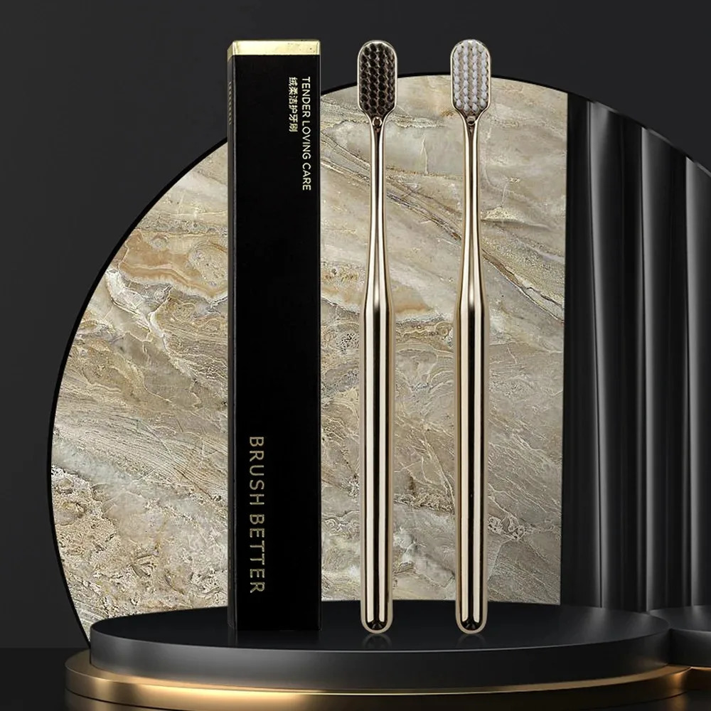 Soft Toothbrush Men Women Adult Tooth Brush Gold Silver Dental Brushes Elegance Gentle Toothbrushes Drop 250115