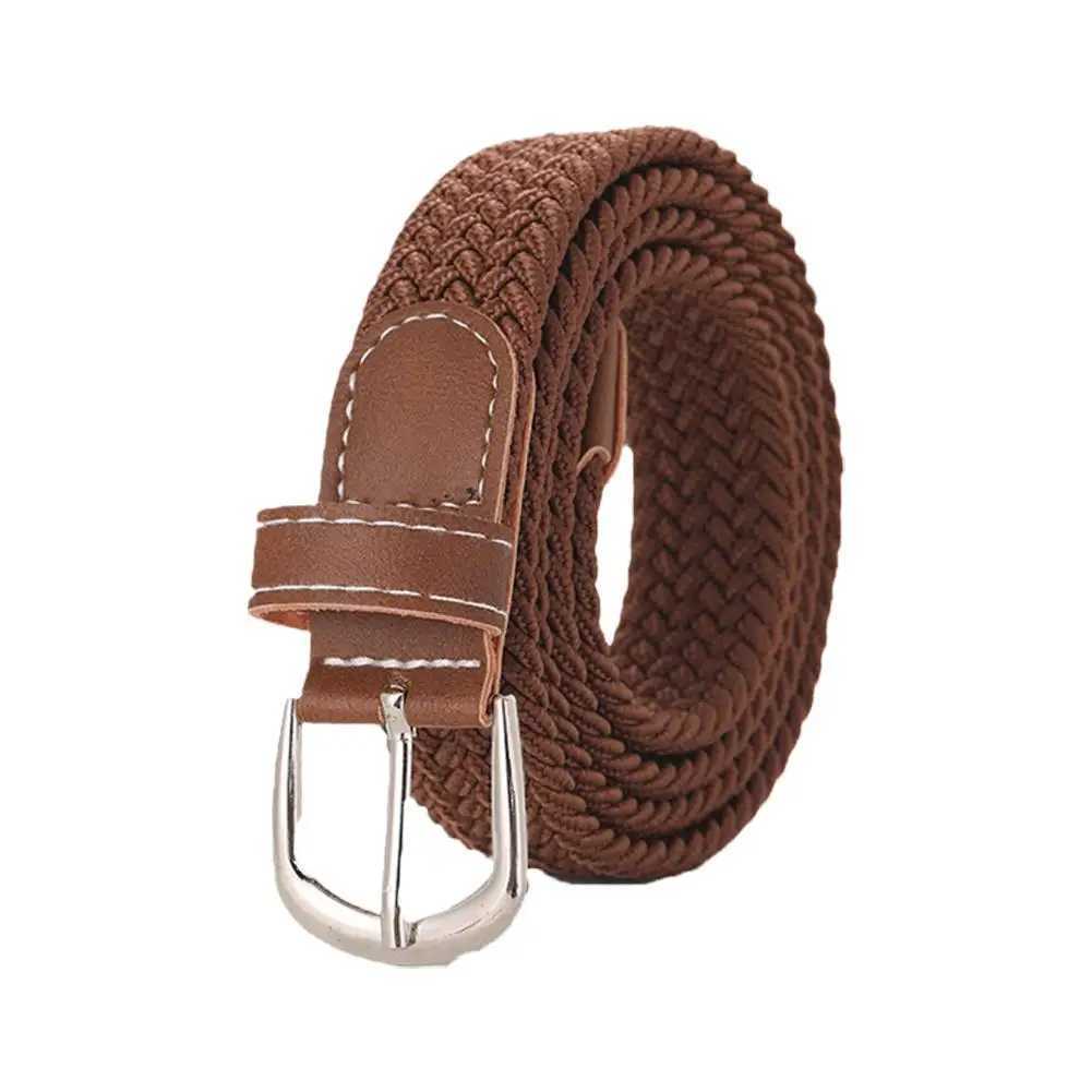 120-130cm Casual Knitted Pin Buckle Men Belt Woven Canvas Elastic Expandable Braided Stretch Belts For Women Jeans Female B H9V5 W250120