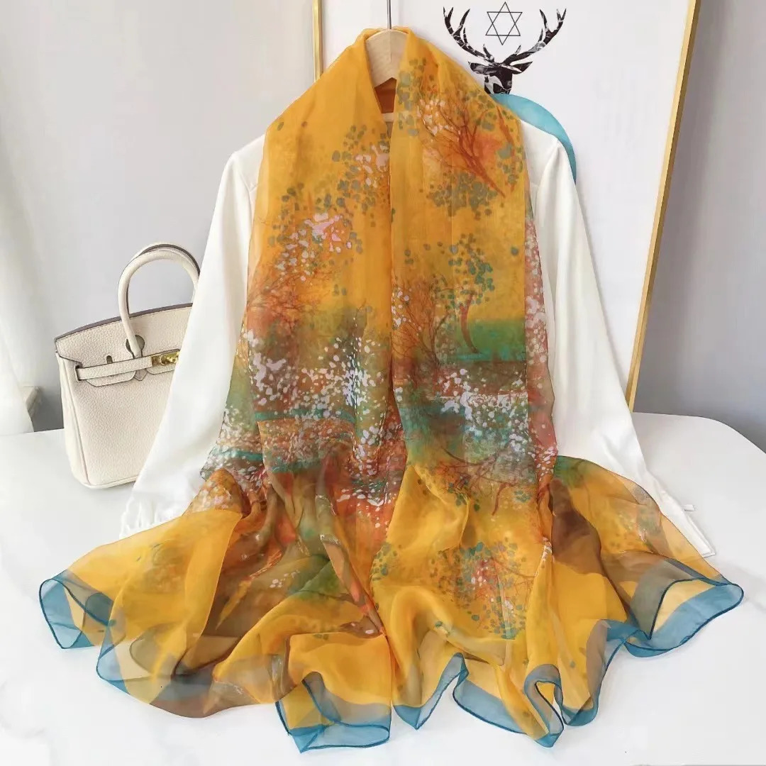 Silk Scarf Fashion Neck Print Foulard Female Hijab Women Soft Warm Pashmina Beach Stoles Head Scarves Shawl Wrap Echarpe Bandana 250120
