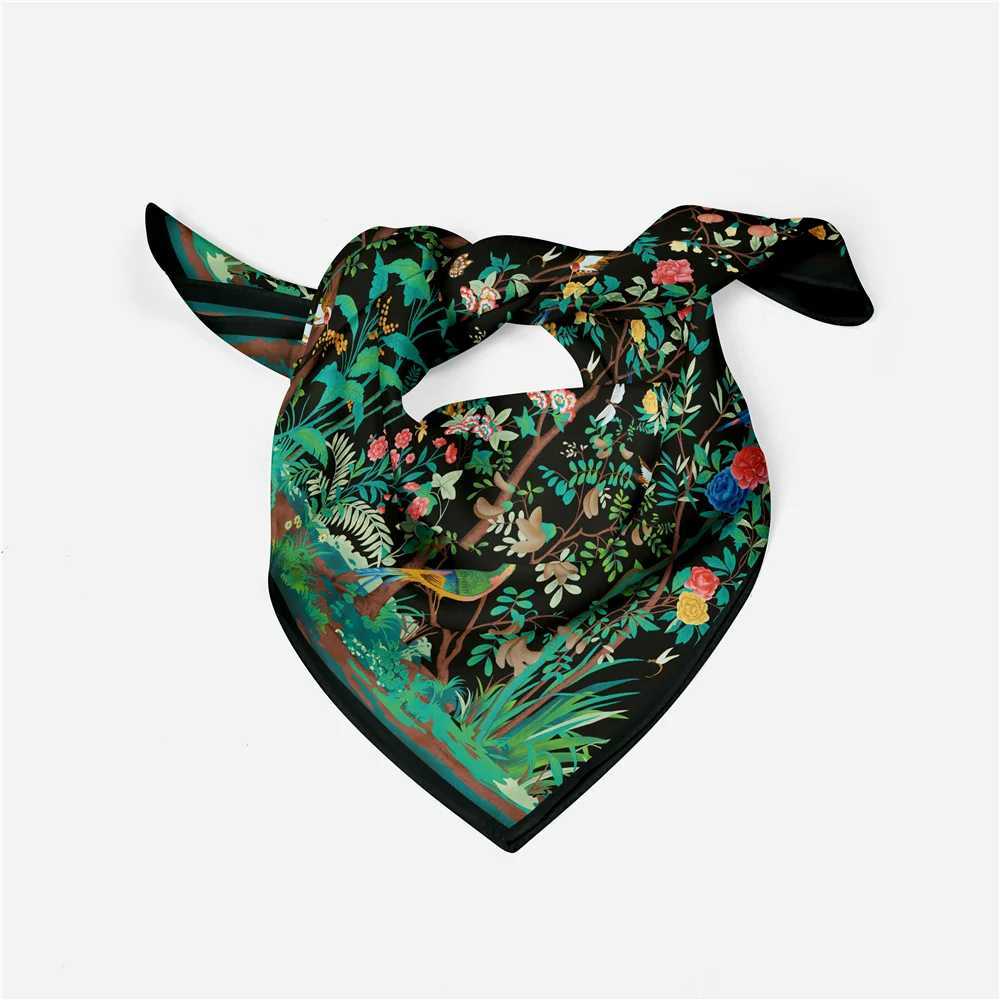 53cm Brand Square Scarf for Women 2024 Design Flower and Bird Silk Womens Scarf Bandana Luxury Headband Collar W250118