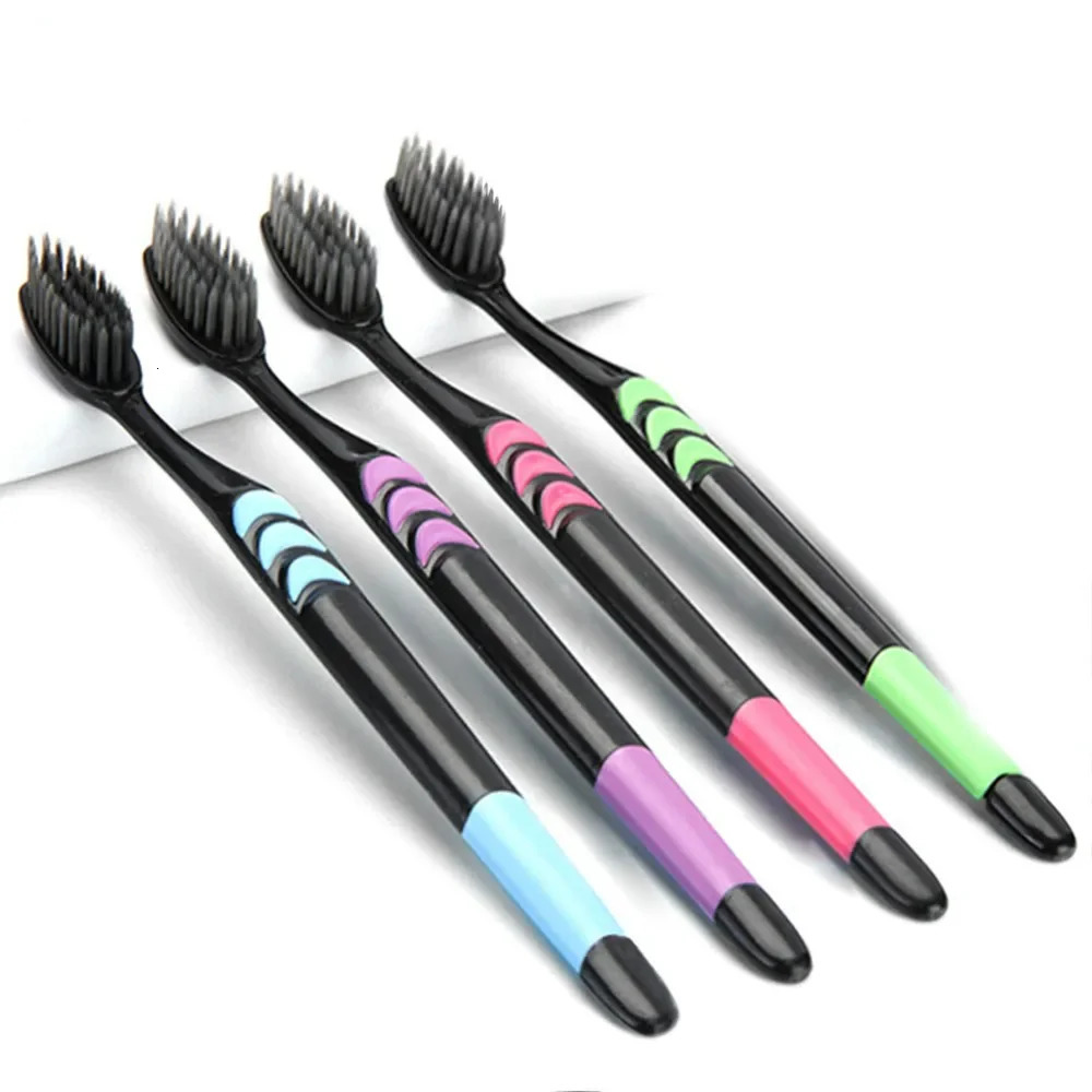 10PC Personal Environmental Bamboo Charcoal Toothbrush for Oral Health Low Carbon Medium Soft Bristle Wooden Handle 250115