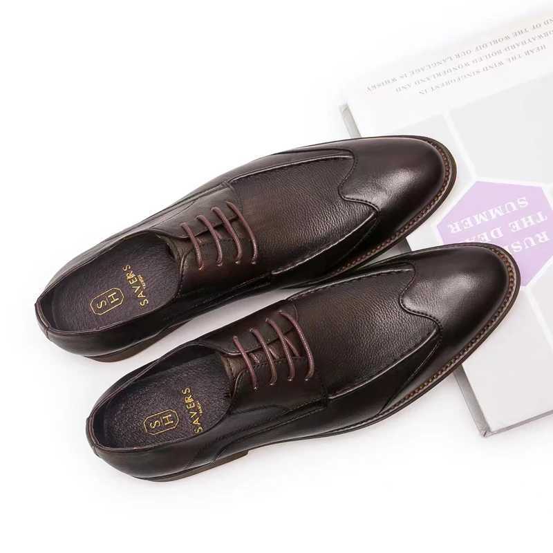 Mens British Style Business Dress Shoes Autumn New Trend All Casual Leather Shoes Thick Soled Wedding Shoes Zapatos Para HombreXJ250118