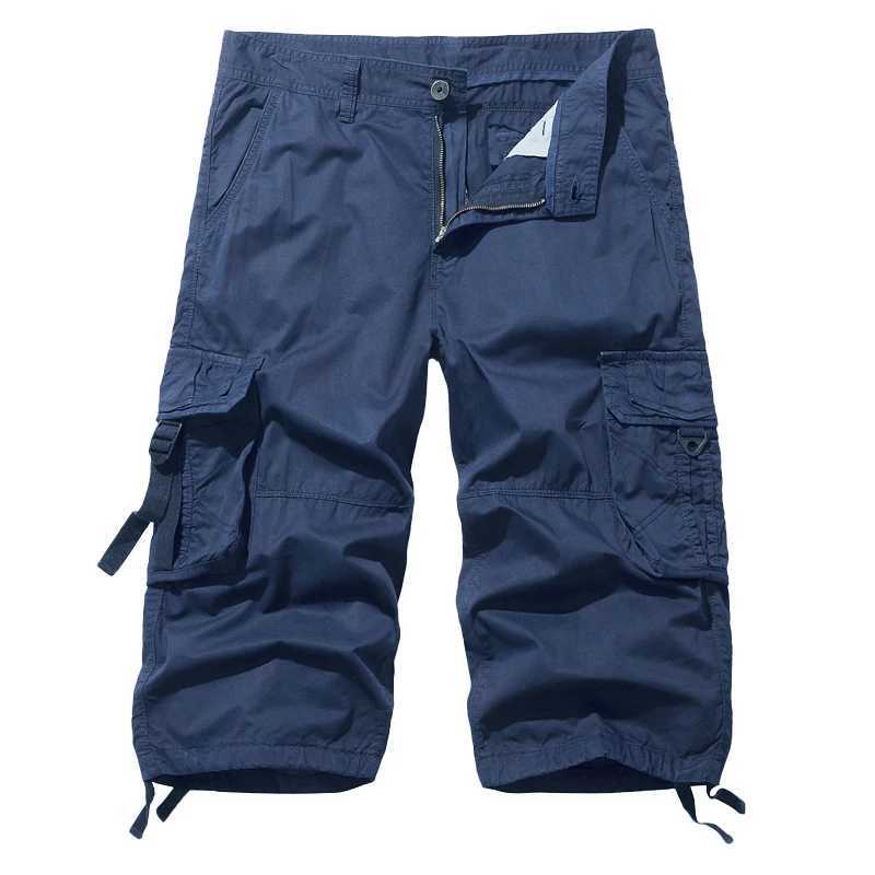 New style Cotton Below Knee Length 3/4 Long Shorts Mens Tactical Capri Pants Multi Pocket Summer Twill Work Cargo Pants Man W250610