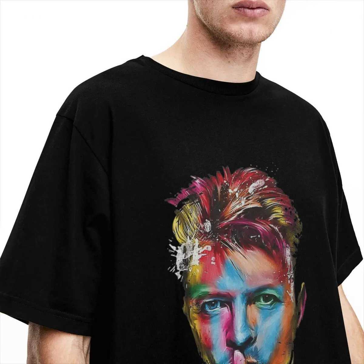 Mens Davids Bowied T-Shirts poped 00% Cotton Top Tees Summer Y2K Retro Short Sleeve T-Shirt O Neck Harajuku Pattern Tee Shirt W250117