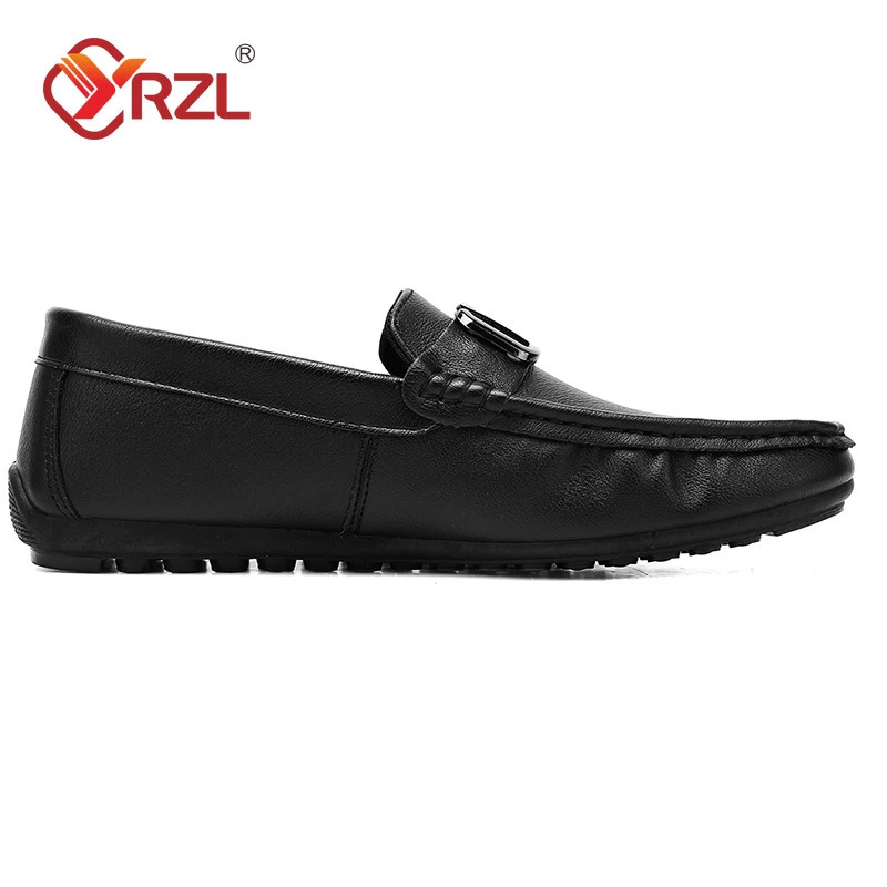 YRZL Loafers Men Black PU Leather Loafers Man Casual Shoes Moccasins Slip on Flats Comfortable Boat Shoes Male Driving Shoes 250113