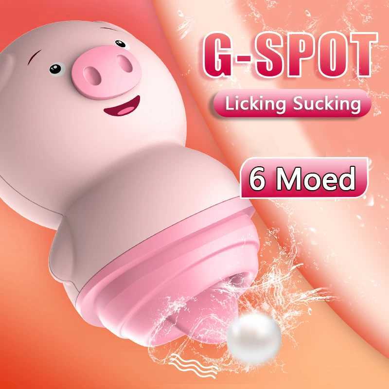Cute Sexy Pig Licking Sucking Vibrators For Women Clitoris Sucker Anal Nipple Licks Massage Female Sex Toys Adult Erotic Machine W250117