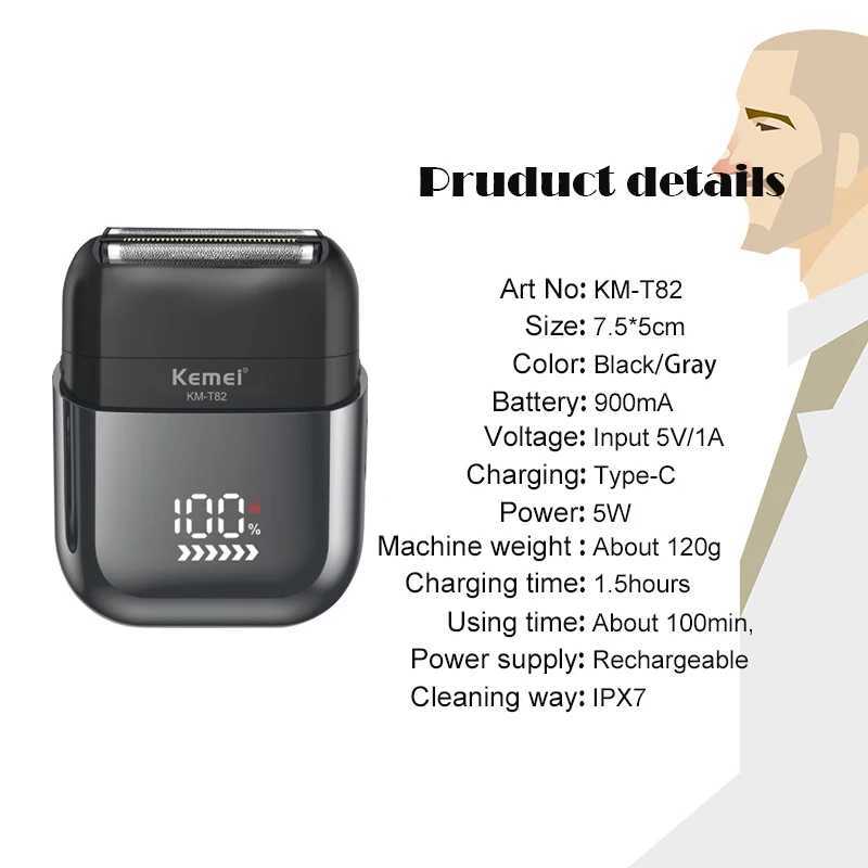 Kemei KMT82 Electric Shaver Men Electric Razor Rechargeable Floating Beard Shaver Hair Trimmer Face Care Shaving ManeW250117