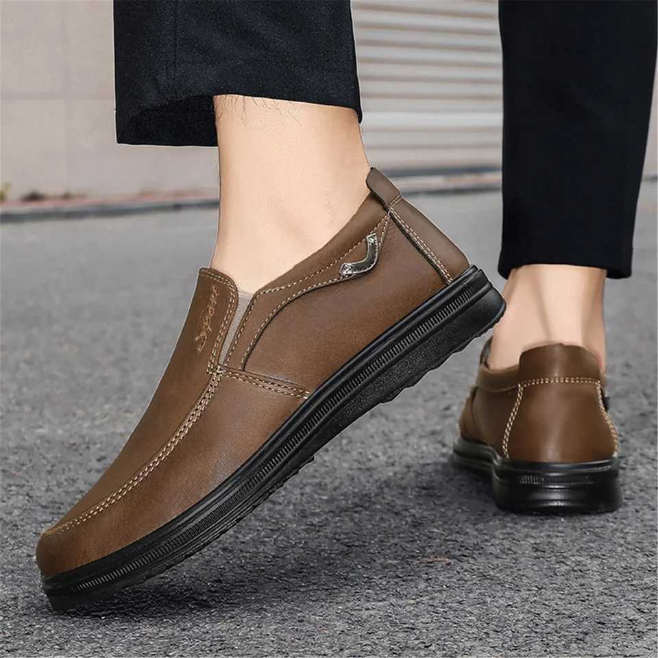 Mens Lightweight Durable Slip-s Antiskid Leather Casual Shoes for All Seass Leather Loafers for Casual Fiable OuttingsXJ250118