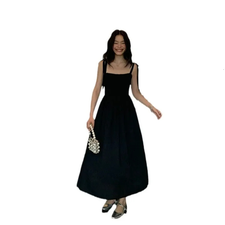 French style black womens weight loss dress summer mini cute vest dress long weight loss sleeveless interior 250110