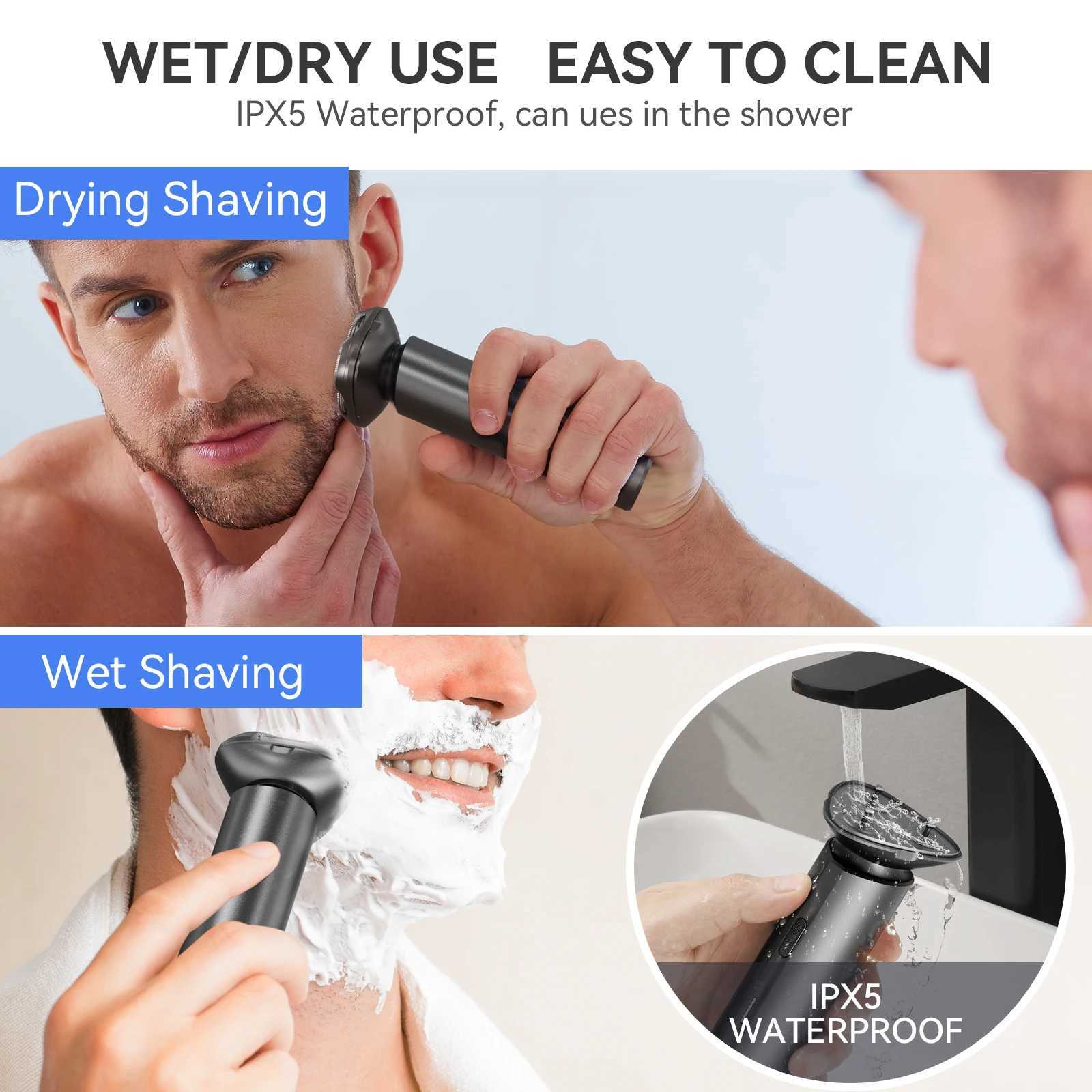 Kenson mens electric shaver rechargeable 3D floating magnetic cutter washable beard trimming shaver mens shaverW250117