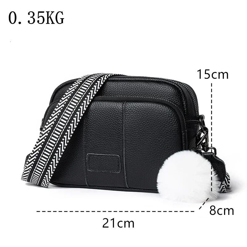 100% genuine leather messenger bag womens fashionable handbag wide shoulder strap hair clip ten letter Sac 250109