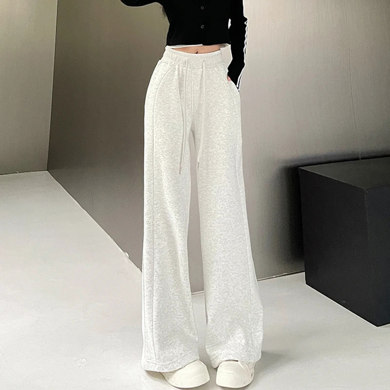 Women Korean Leisure Comfortable Wide Leg Trousers High Waist Casual Clothes Sweatpants Female Fashion Loose Slacks Pants 250117