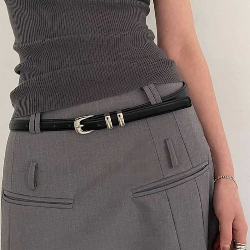 Womens Korean Casual Fashionable Belts Black Simple Thin PU Belts Trousers Skirt Versatile Belts Student Girls Jeans Sexy Belt W250120