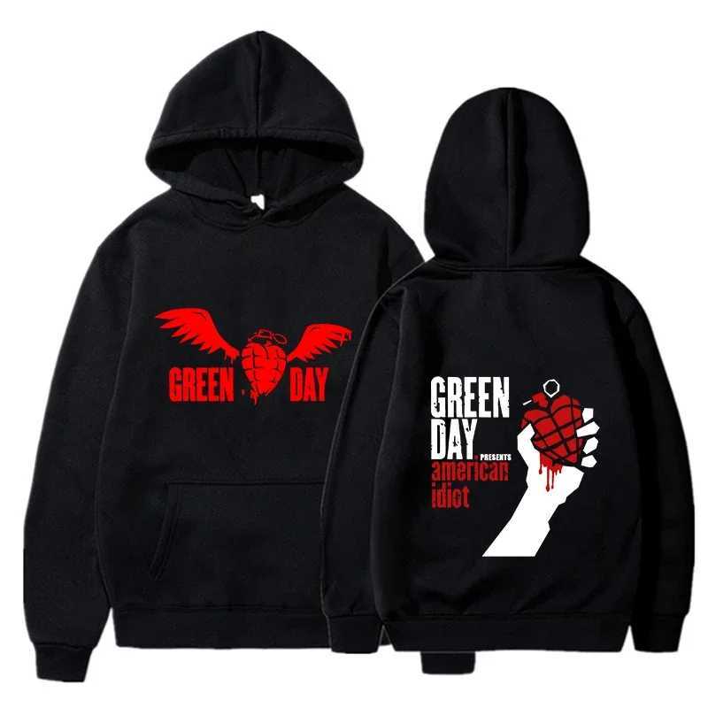 Green Day Saviors Printed Mens Hoodies New Hip Hop Loose Streetwear Pullover Long Sleeve Sweatshirts Y2K Clothes Tops W250117