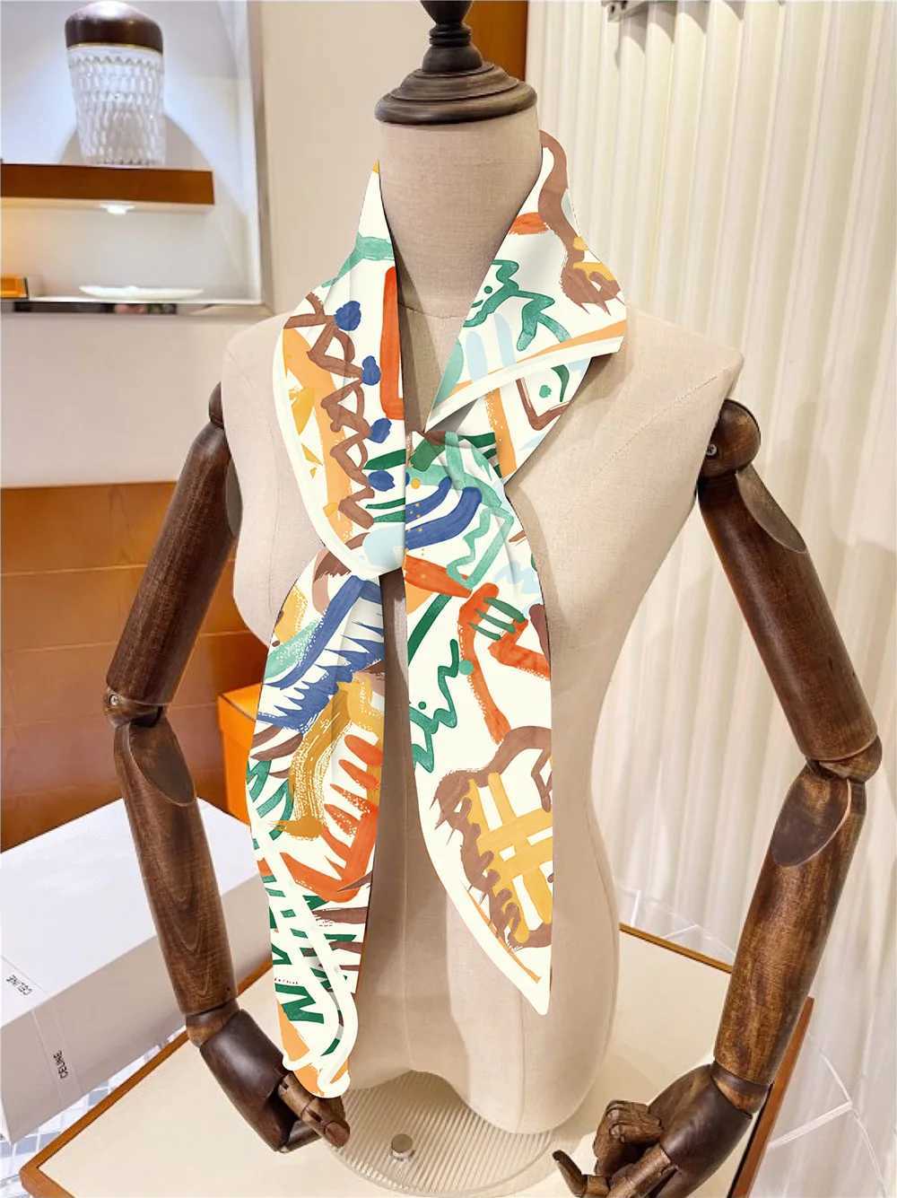 90cm Twill Silk Scarf Shl Luxury in Horse Print Square Scarves Women Hijabs Bandana Foulard Neckerchief Head Scarves W250118