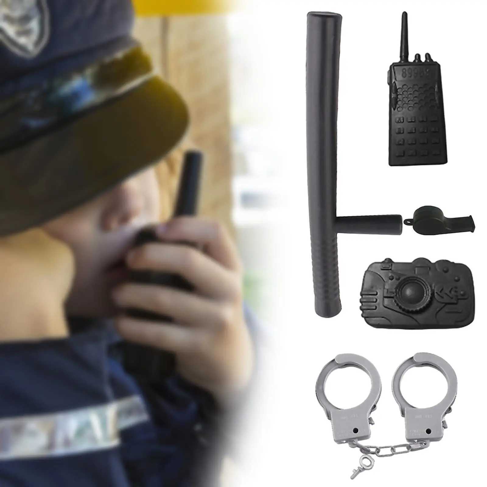 5Pcs Costume Accessory Set Police Cosplay Prop for Stage Performances Fancy Dresses Role Play Carnival Birthday Party Gift W250117