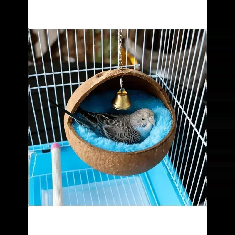 Natural Coconut Fiber Bird Nest For Small Pets House Bed Breeding Anti-Pecking With Warm Pad And Bell For Parrots 250121