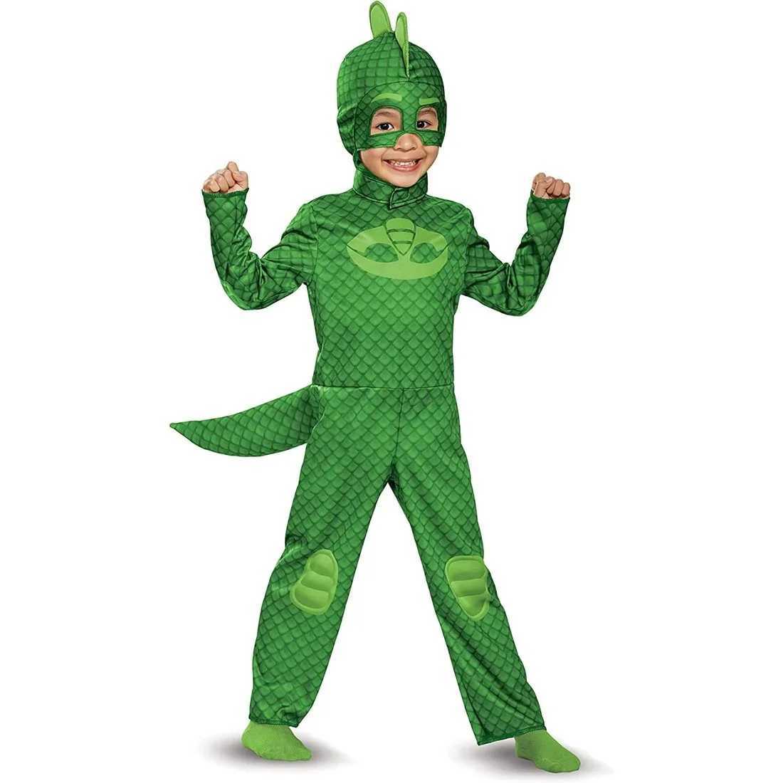 Unisex Girls Super Owl Hero Suit Fancy Dress Cosplay Cat Boys Gecko Animal Halloween Costume Jumpsuit Pajama for Boys Girls W250117