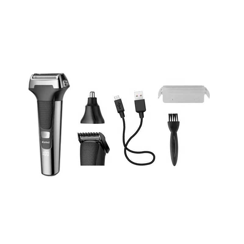 Kemei Multifunctional Men Electric Foil Shaver Gold Reciprocating Razor Nose Ear Trimmer 3 In 1 USB Hair Cutting Mane ClipperW250117