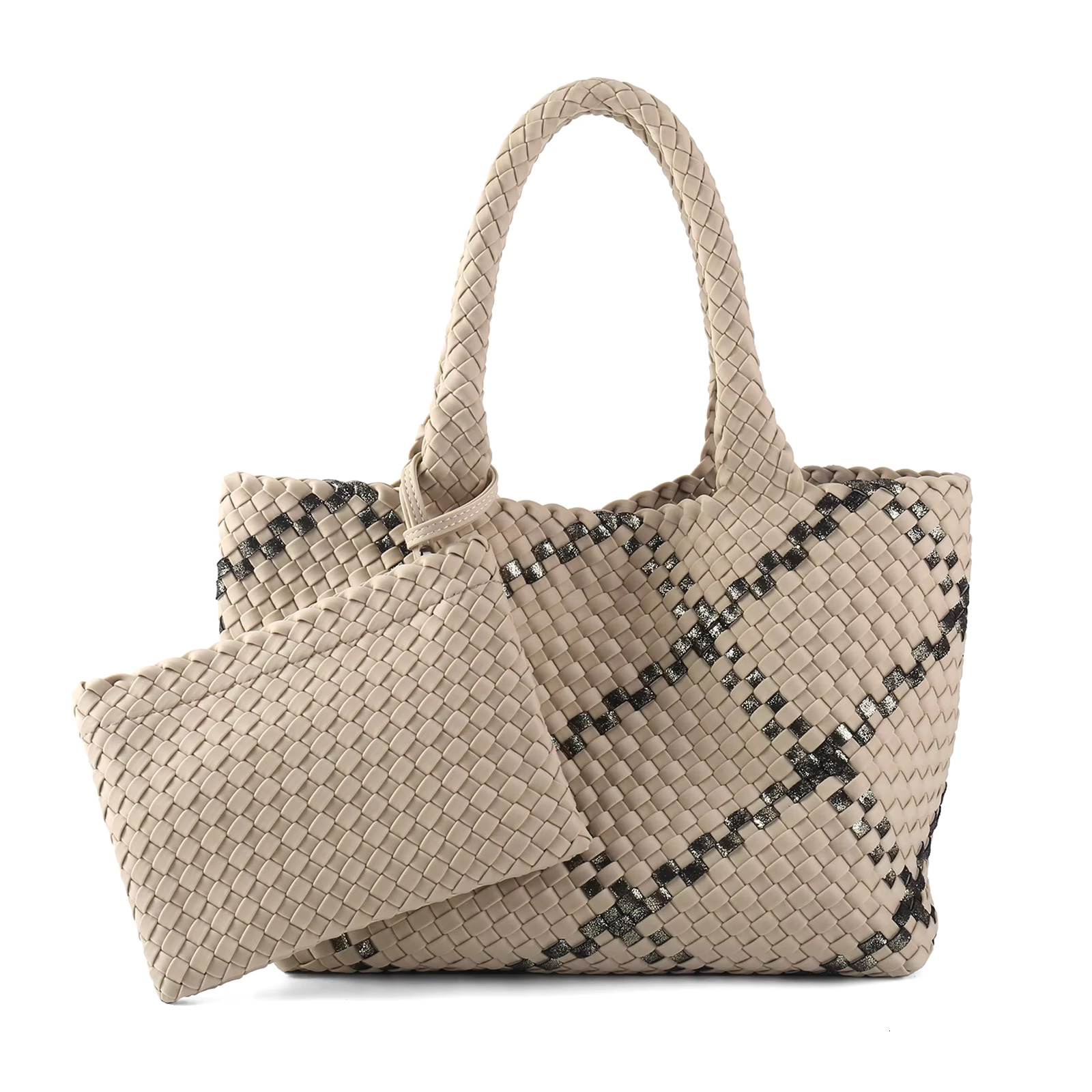 New Leisure Diving Cloth Woven Soft Texture Handmade Large Capacity Women's Handbag Shopping Travel Shoulder Bag Exquis