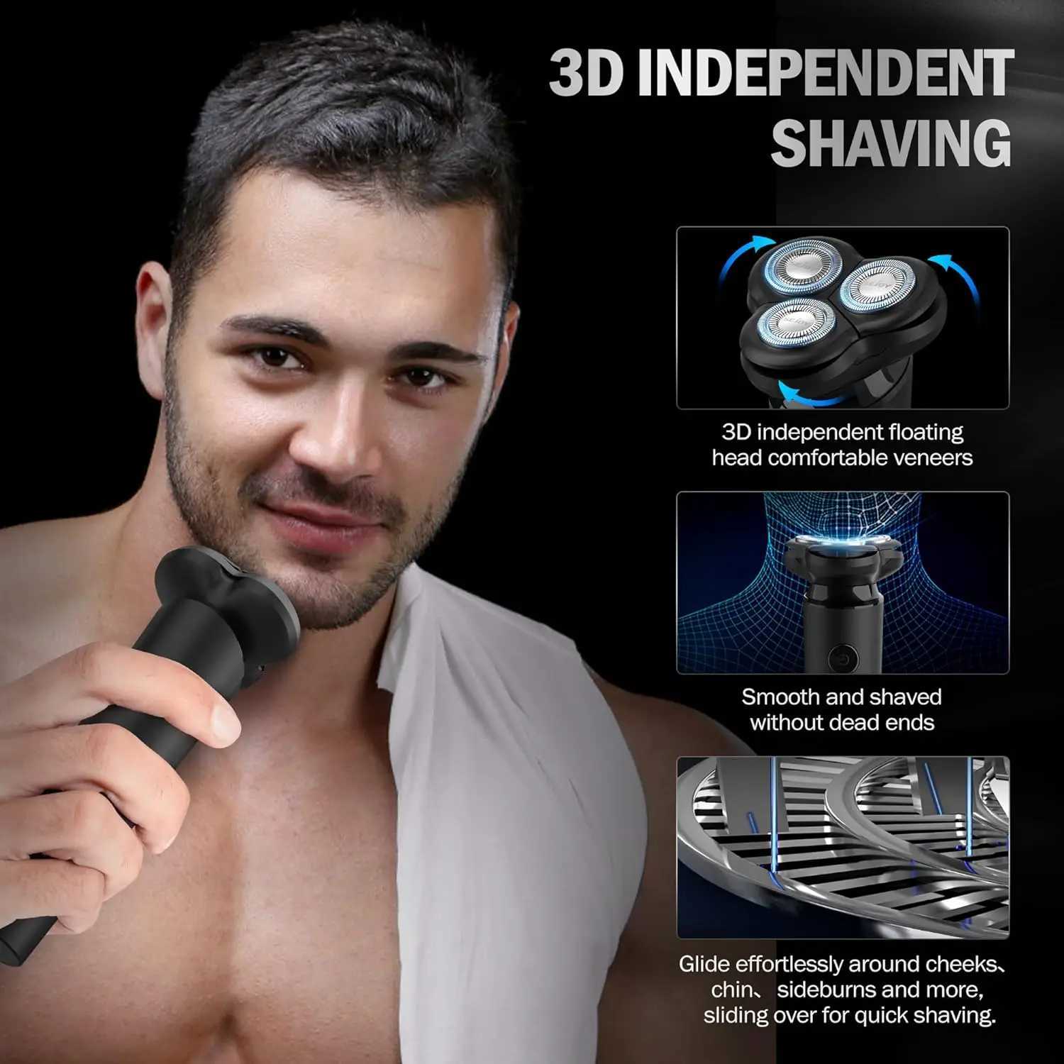 Sejoy Shavers for Men Electric Razor Waterproof IPX5 Electric Shaver Fast Charging-3D Floating Head Shaving ManeW250117