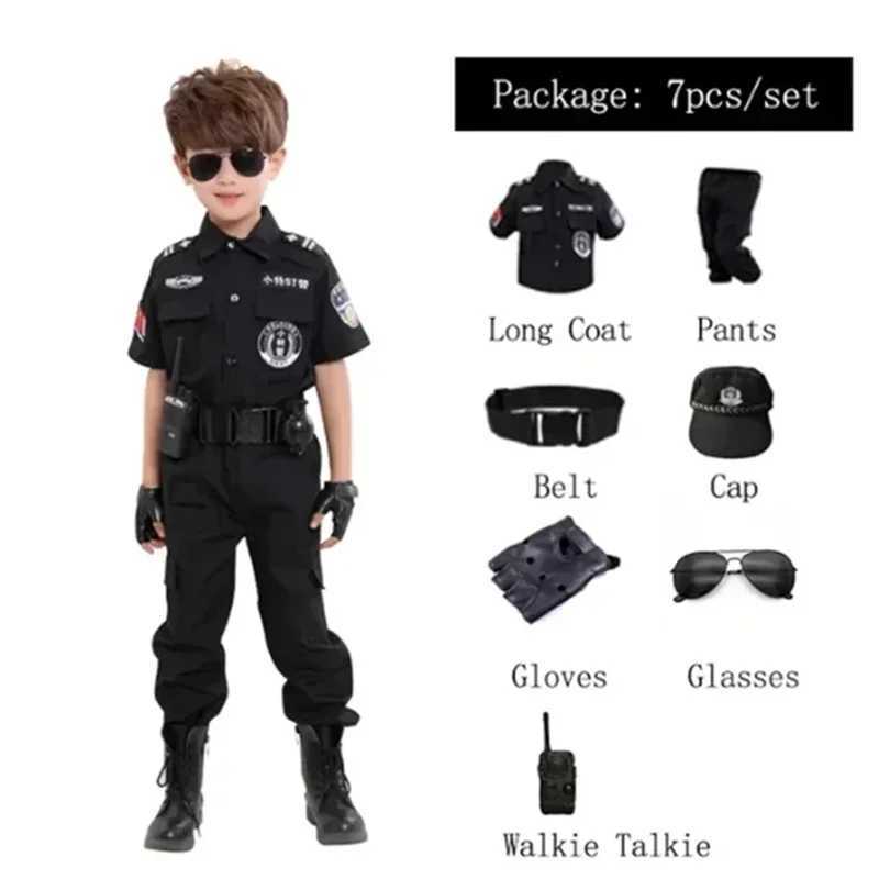 Halloween Childrens Police Role Playing Costumes for Boys and Girls Childrens Police Uniforms Military Police Costume Set Party Dress up Gifts W250117