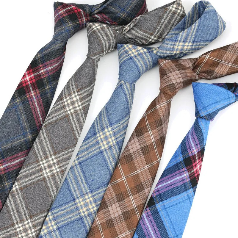 Fashion Cotton Neck Ties For Men Women Casual Plaid Tie Boys Girls Suits Slim Wedding Party Pattern Necktie Gravatas 6cm 250114