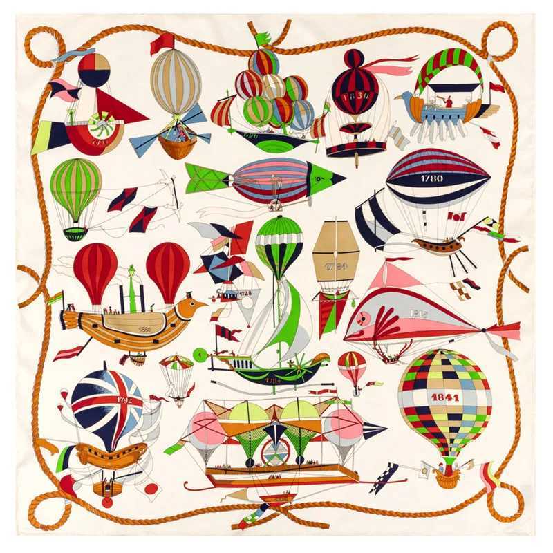 90cm Hydrogen Balloon Foulard twill silk scarf womens square Shl brand headscarf scarf Bandana Leopard handmade curly headscarf W250118
