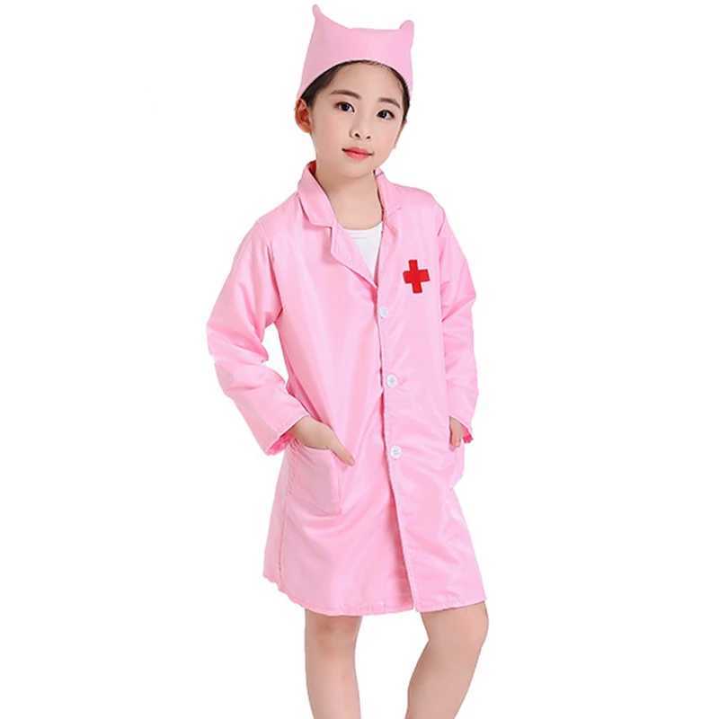 Childrens doctor nurse role-playing jacket girl boy doctor role-playing soft white pink jacket childrens stage performance role-playing W250117