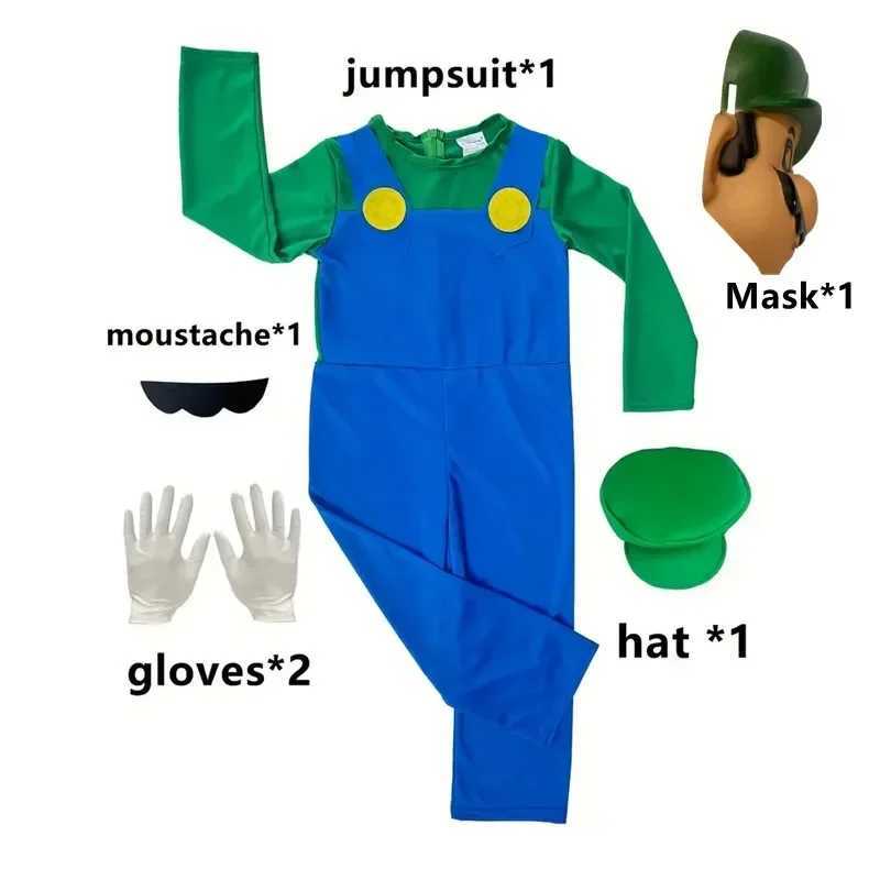 Kids Brothers Cartoon Game Costume Anime Button Up Bodysuit Saints Day Funny Character Play Dress Up Costume Beard Gloves Gift W250117